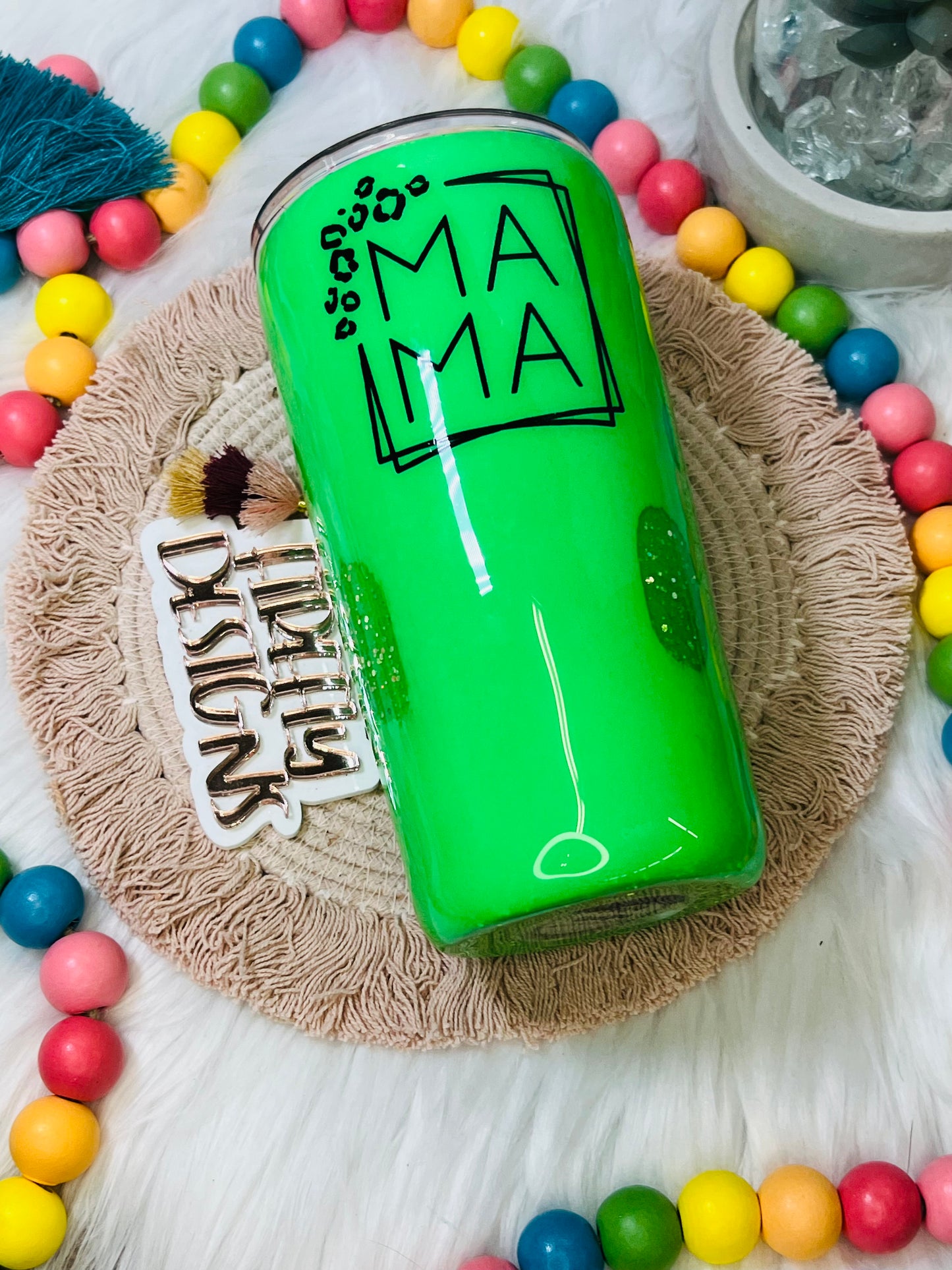 20oz. Modern Curve Neon Green Mama Tumbler
