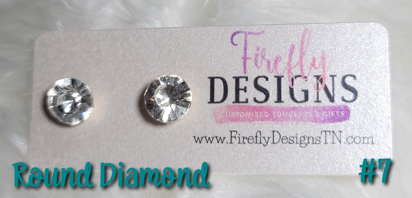 Diamond Stud Earrings-Flower & Round