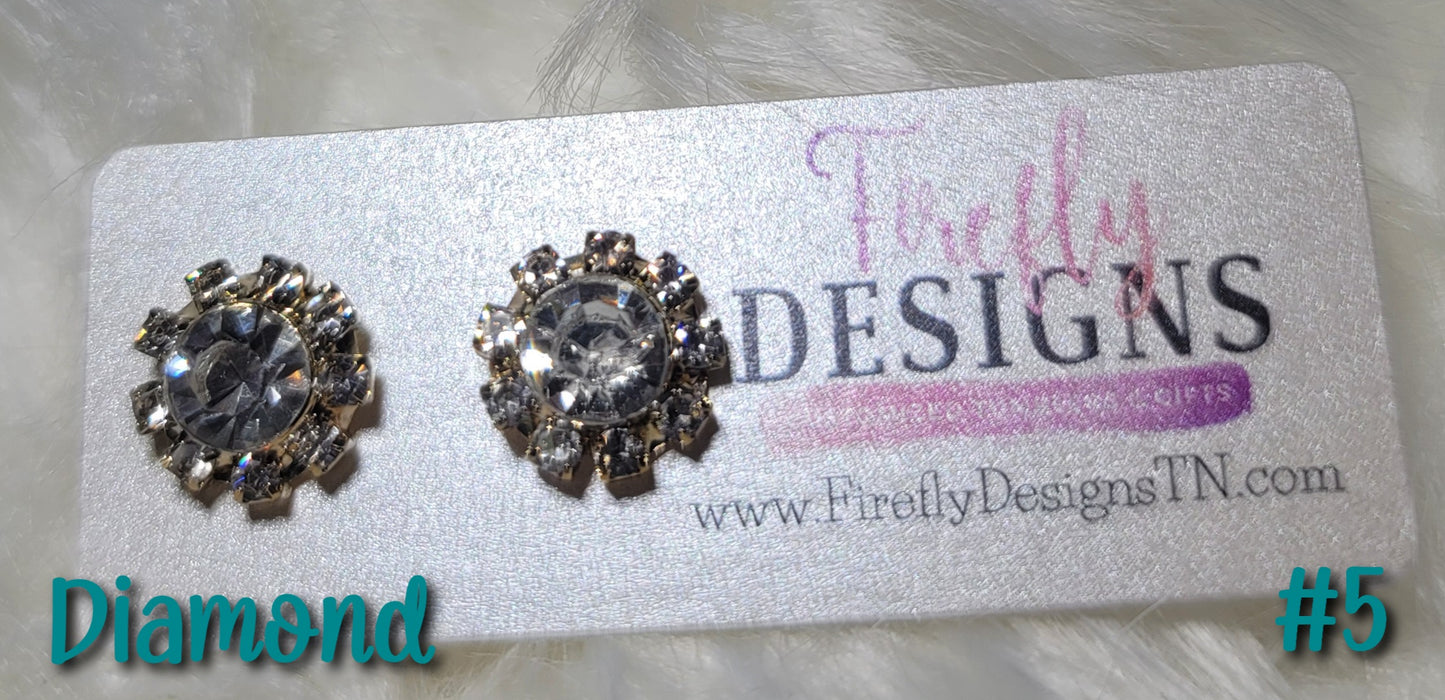Diamond Stud Earrings-Flower & Round