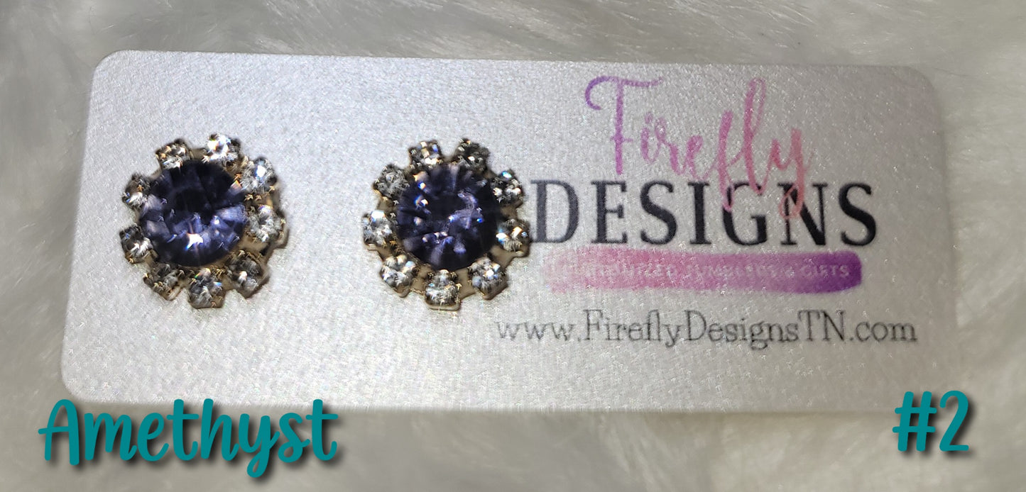 Diamond Stud Earrings-Flower & Round