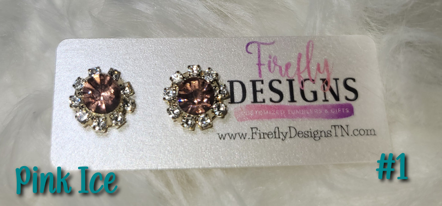 Diamond Stud Earrings-Flower & Round
