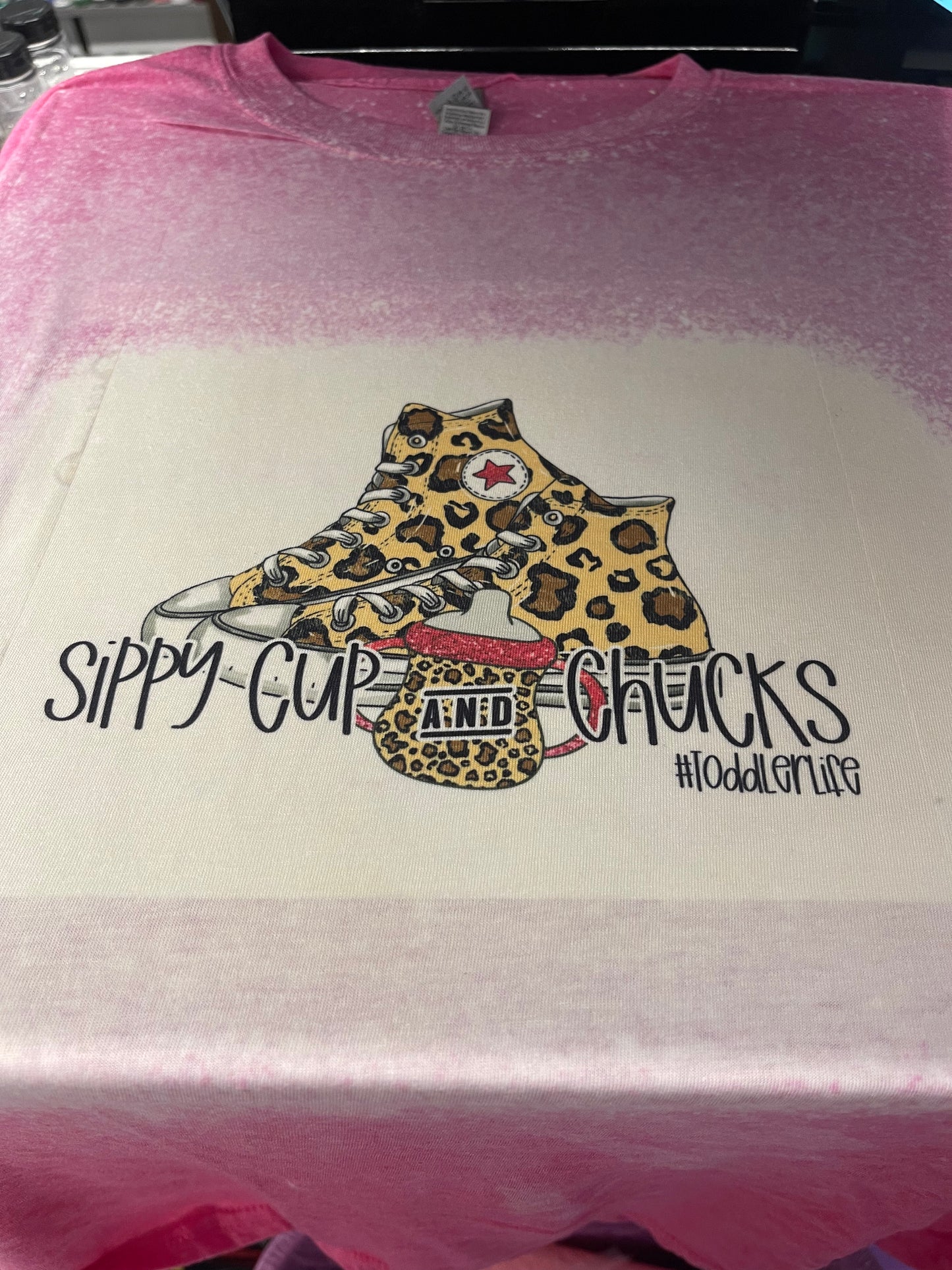 Large Sippy Cup & Chucks Bleached T-Shirt