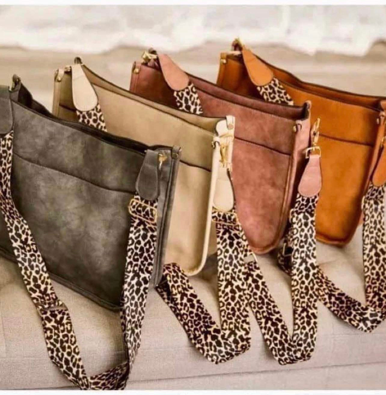 Handbag with Animal Print Strap