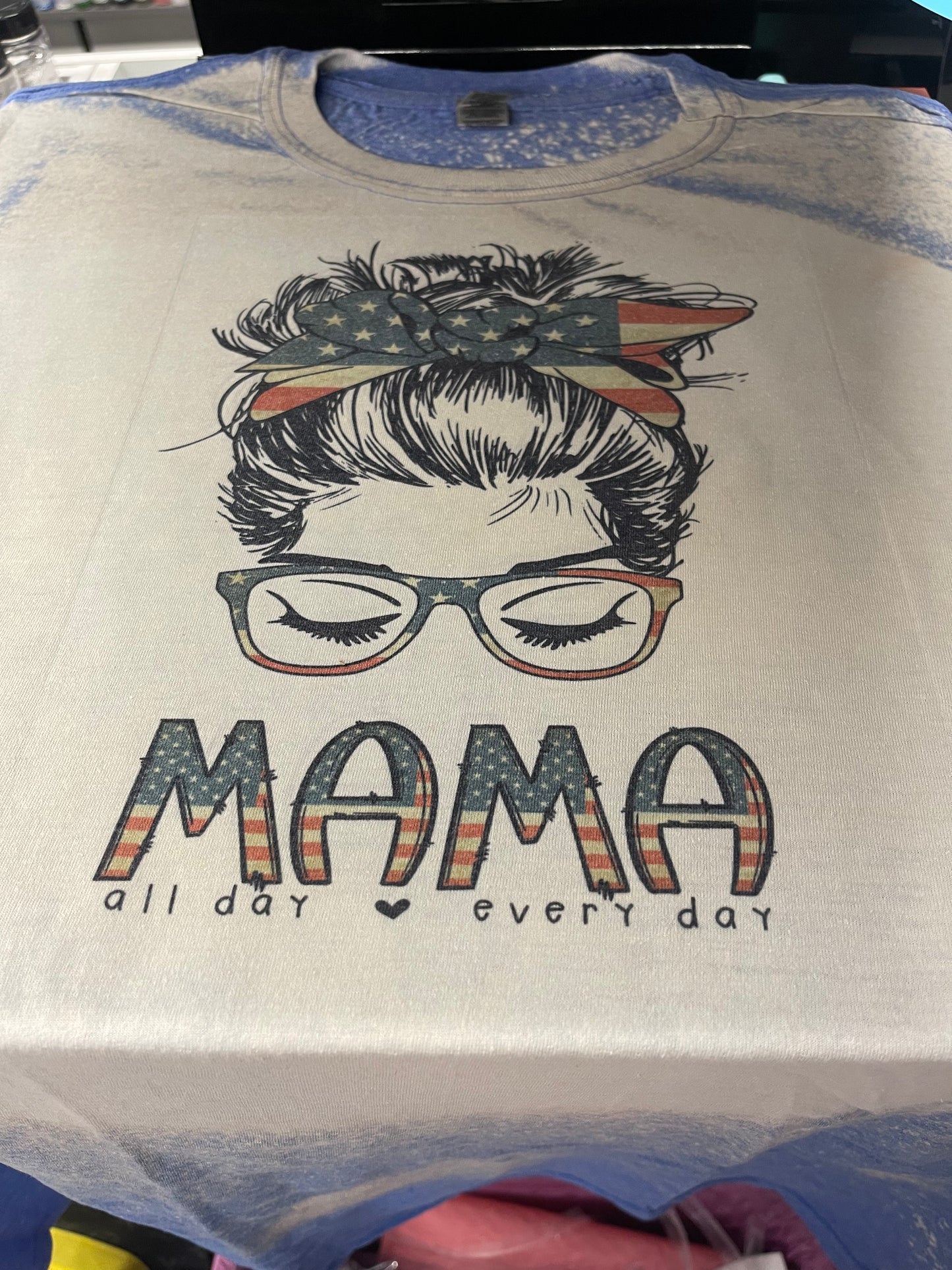 Large Blue Mama Bleached T-Shirt