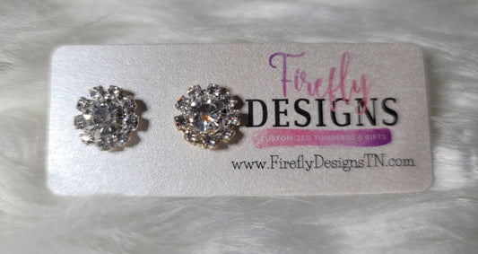 Diamond Flower Stud Earrings