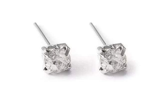 Round Stone-Square Setting Diamond Studs