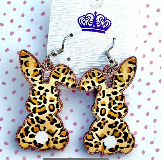 Leopard Print Rabbit Earrings