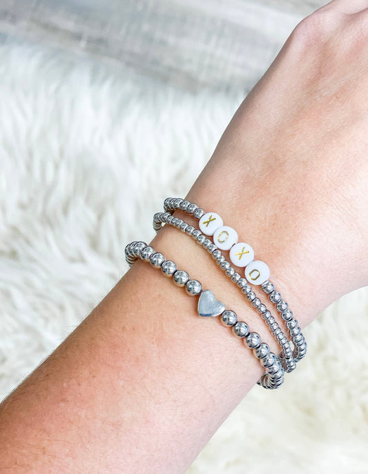 XOXO Silver Bracelet Set