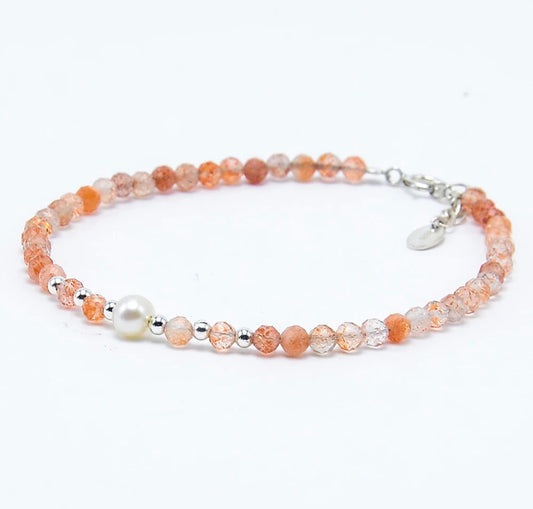 Sunstone & Pearl Bracelet