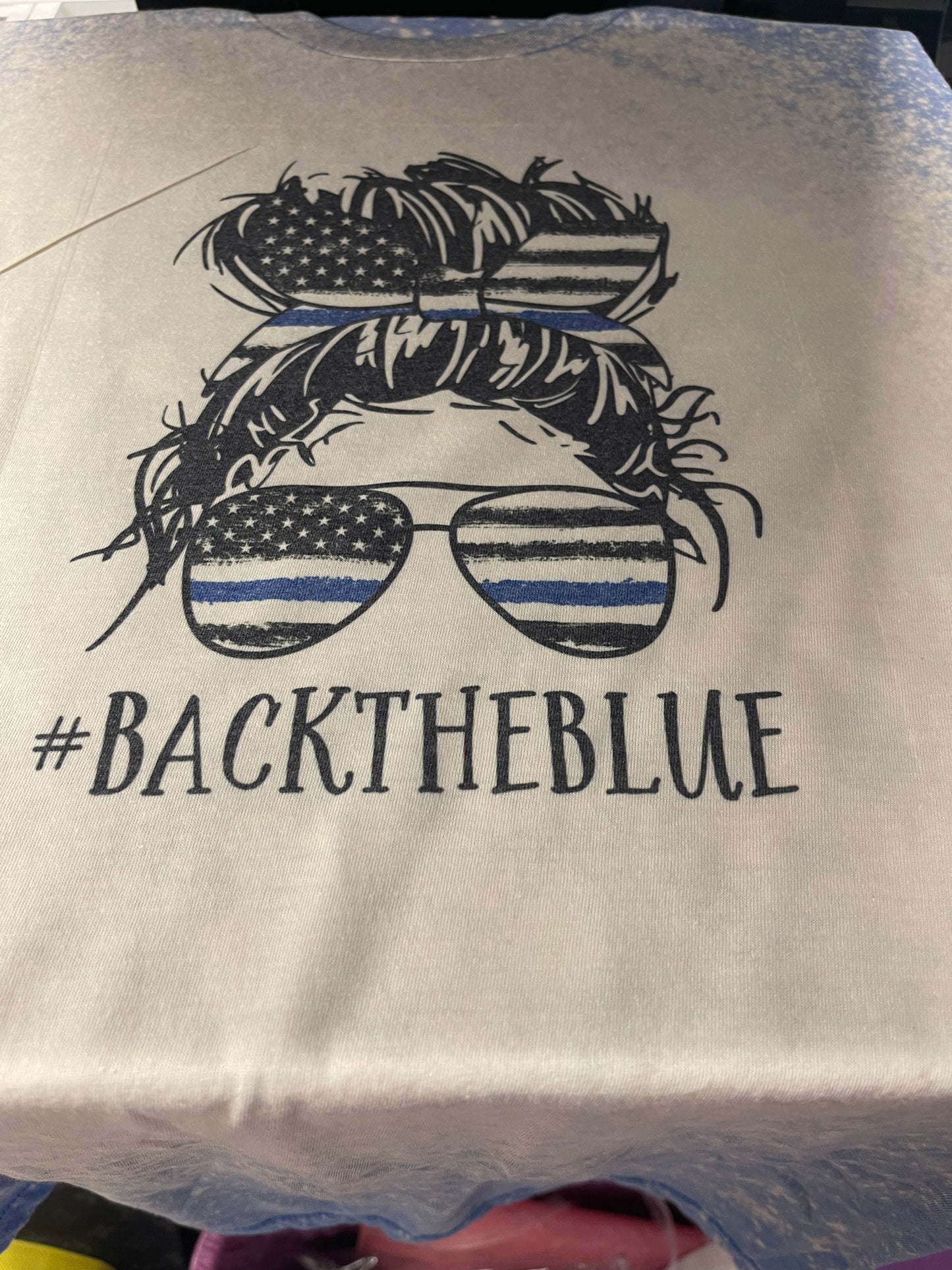 Large #BackTheBlue Bleached T-Shirt