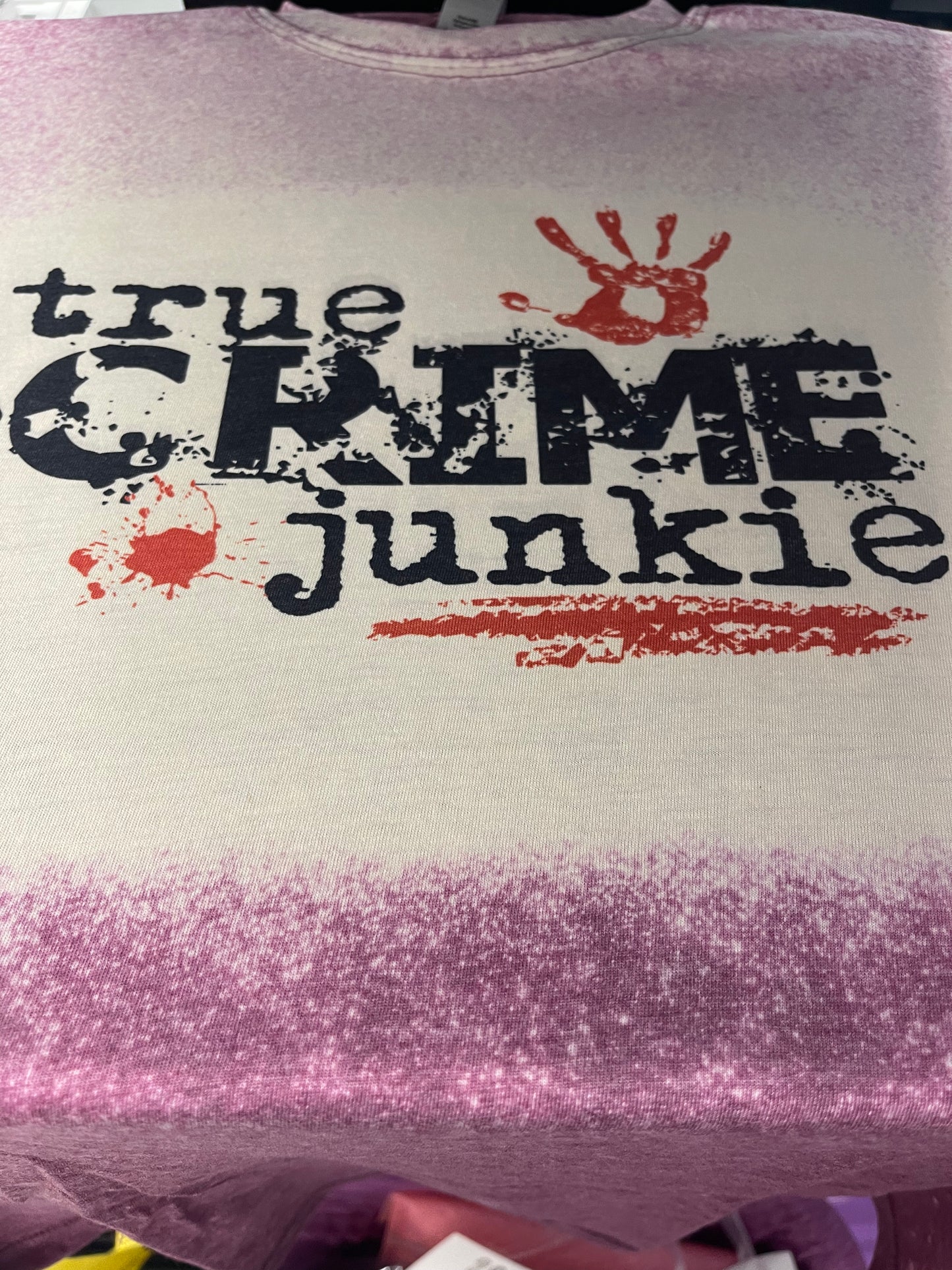 Large True Crime Junkie Bleached T-Shirt
