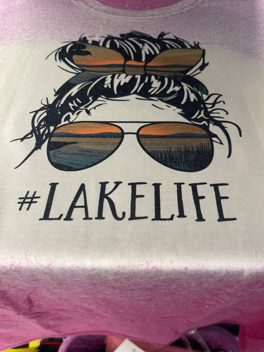 Large #LakeLife Bleached T-Shirt