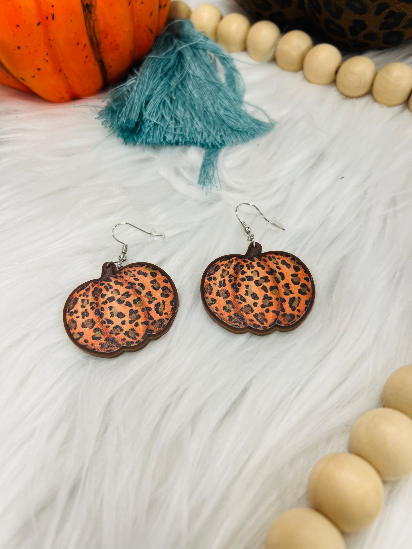 Orange Pumpkin Dangle Earrings