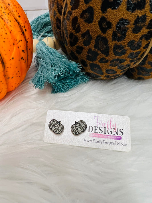 White Leopard Pumpkin Earrings