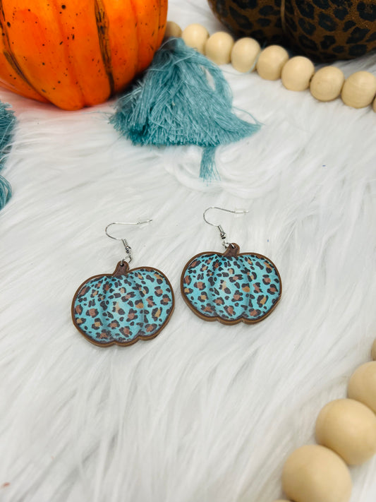 Teal Pumpkin Dangle Earrings