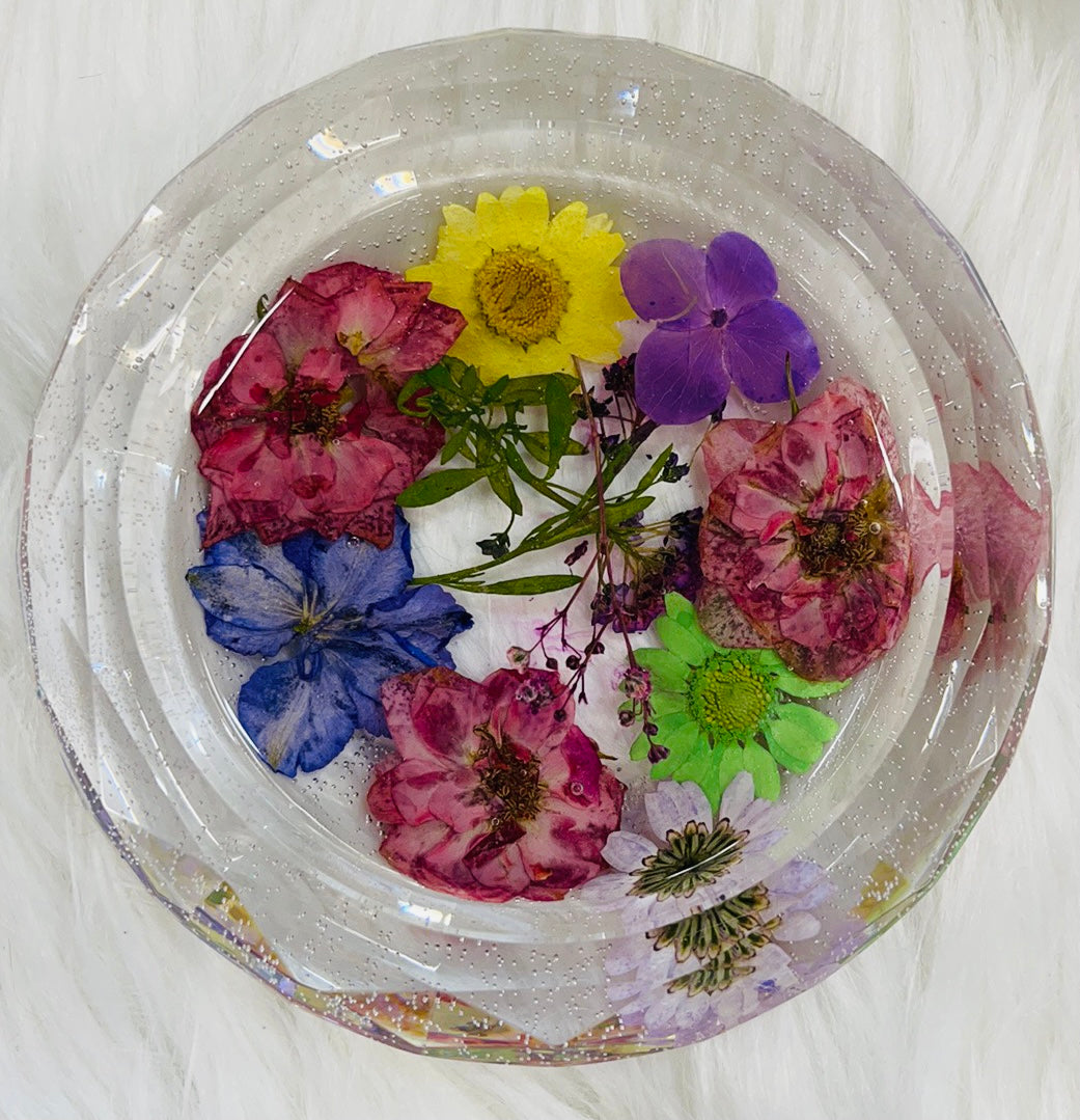 Handmade Jewelry Dish with Real Flowers