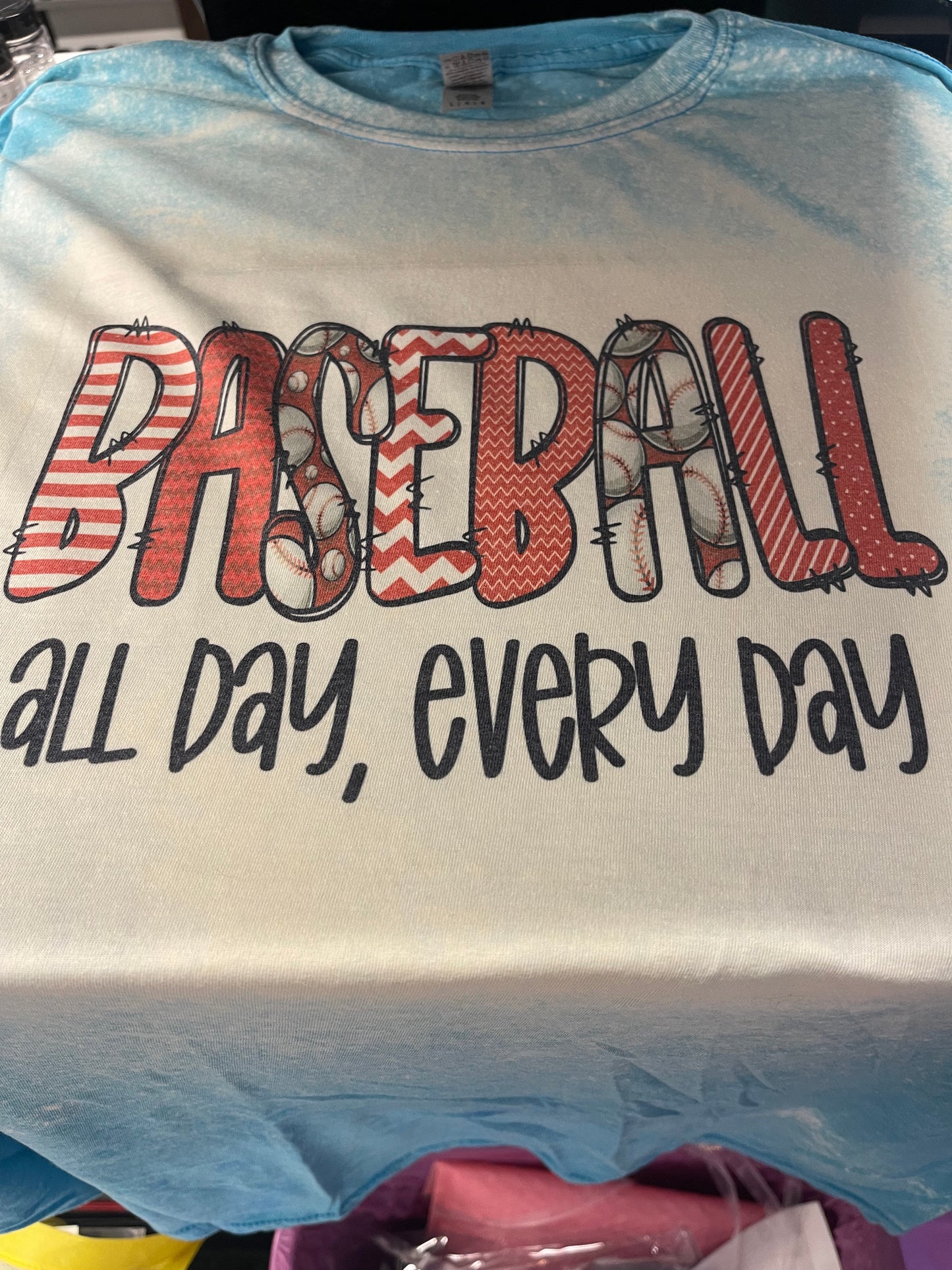 Large Baseball Bleached T-Shirt