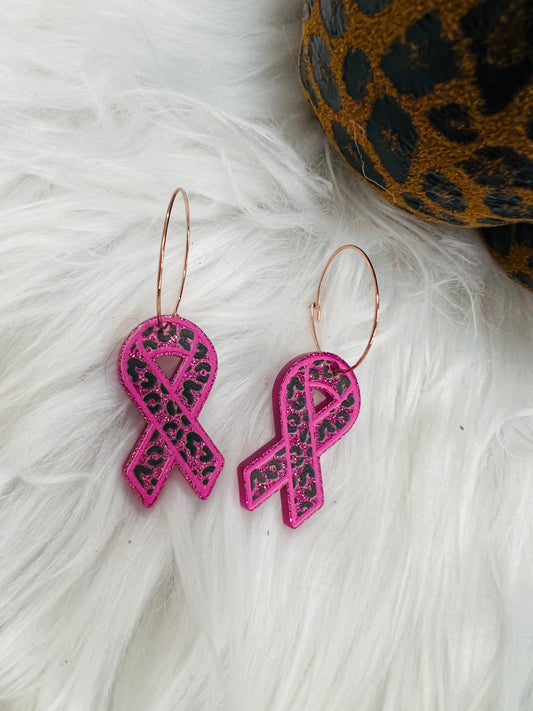 Breast Cancer Awareness Ribbon Earrings