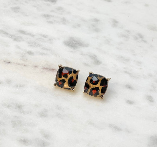 Leopard Print Stud Earrings